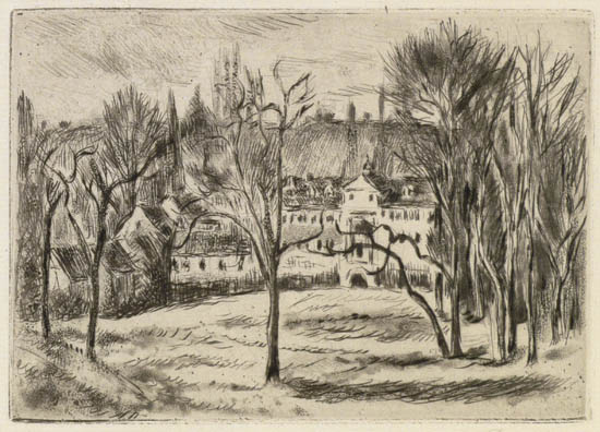 Appraisal: CAMILLE PISSARRO Ch teau de Busagny Oise Drypoint and aquatint