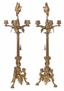 Appraisal: Pair of French Empire gilt bronze candelabra executed by Ferdinand