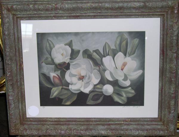 Appraisal: American School th Century Magnolia Blossoms limited edition chromolithograph sight