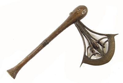 Appraisal: A Sonje ceremonial axe the shaped open cast iron blade