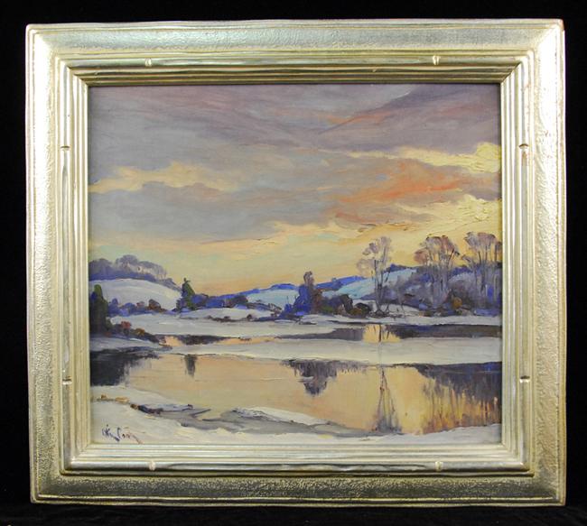 Appraisal: OTIS COOK American - SUNSET OVER SNOWY MARSH oil on