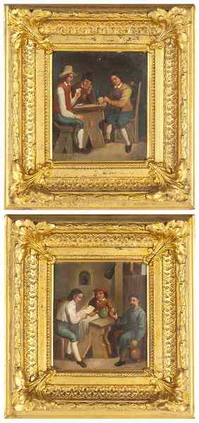 Appraisal: Pair of Dutch Tavern Scenes after Teniersoil on tin th