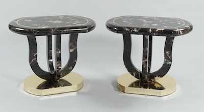 Appraisal: A Pair of Karl Springer Style Horn Clad End Tables