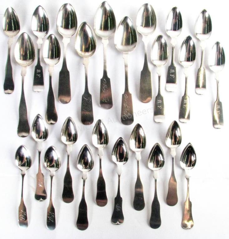 Appraisal: Group of Coin Silver Flatware pieces total including teaspoons AG