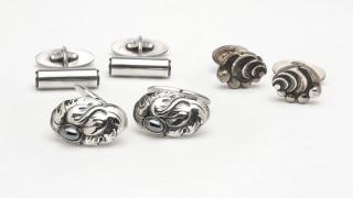 Appraisal: Three pairs of silver cufflinks Georg Jensen Stamped Georg Jensen