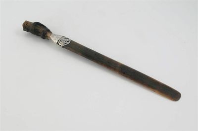 Appraisal: A Victorian mounted horn page turner fret pierced with a