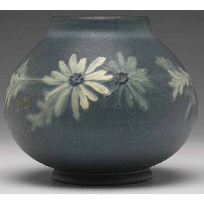 Appraisal: Unusual Weller Hudson vase painted daisy decoration on a blue-gray