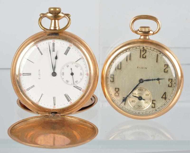 Appraisal: Lot of Elgin Pocket Watches Description Includes an Elgin open