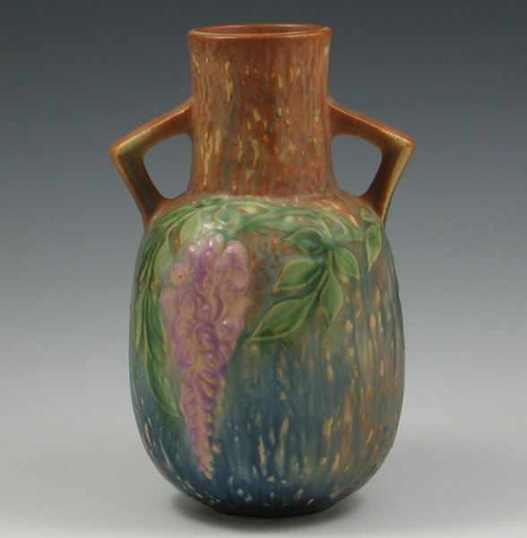 Appraisal: Roseville Wisteria Vase marked with Roseville Pottery gold foil label