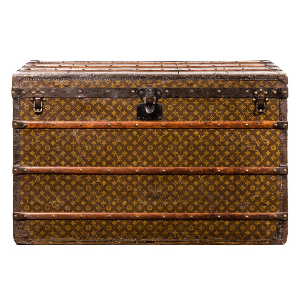 Appraisal: LOUIS VUITTON STEAMER TRUNKSerial labeled with Paris to London locations