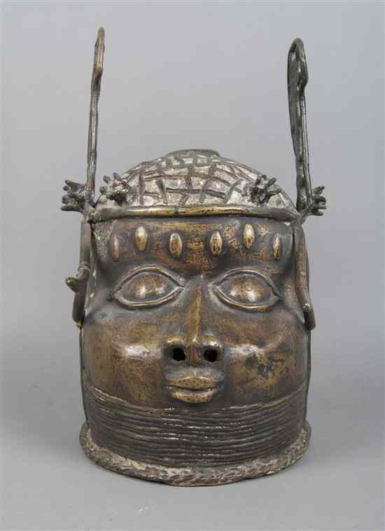 Appraisal: A Cast Bronze Bust Benin depicting an Oba with elaborate