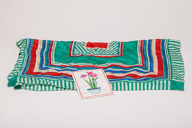 Appraisal: A colourful silk scarf owned by Joyce Grenfell green red