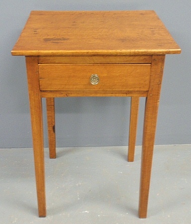 Appraisal: - Bird s-eye and tiger maple country Hepplewhite one-drawer stand