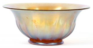 Appraisal: GOLD FAVRILE STYLE GLASS BOWL H DIA A round bowl