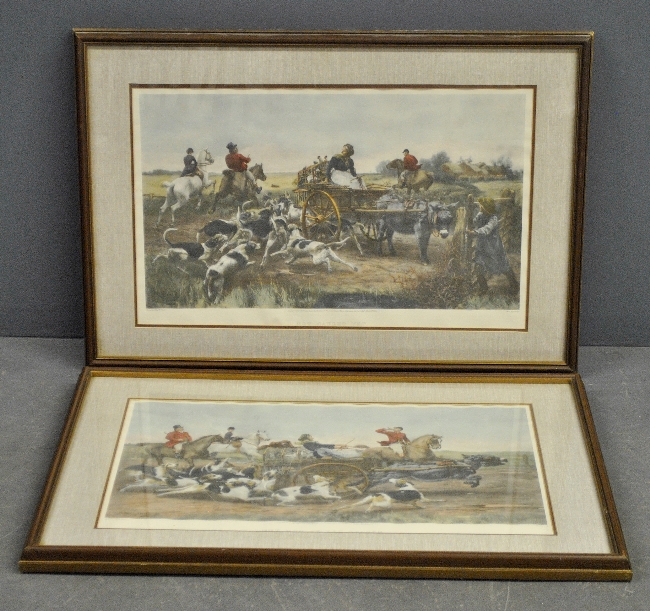 Appraisal: - Two framed and matted fox hunting photo engravings by