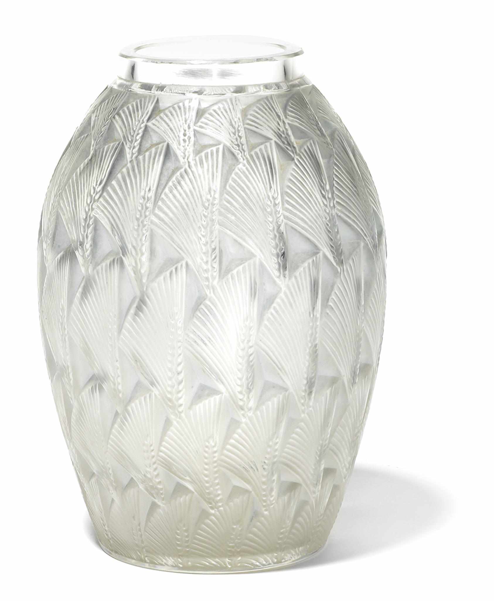 Appraisal: A Ren Lalique molded glass vase Grignon Marcilhac model introduced