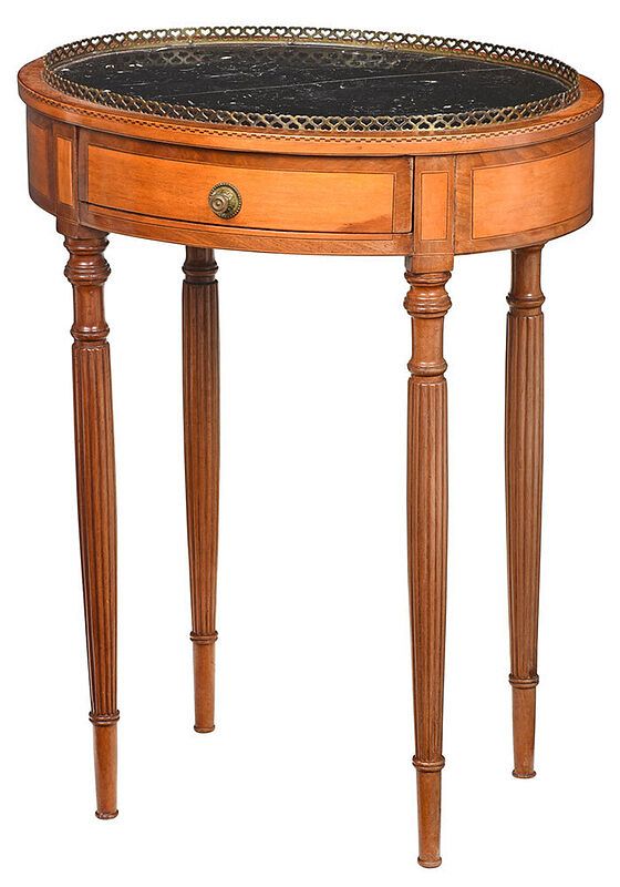 Appraisal: Rare Mahogany and Satinwood Marble Top Side Table possibly Baltimore