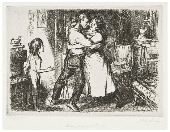 Appraisal: John Sloan - Two etchings Man Wife and Child signed