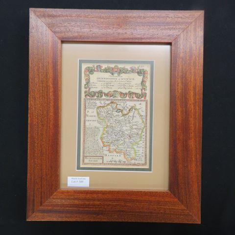 Appraisal: Hand Colored Map by E Bower Huntingdon to Ipswich x