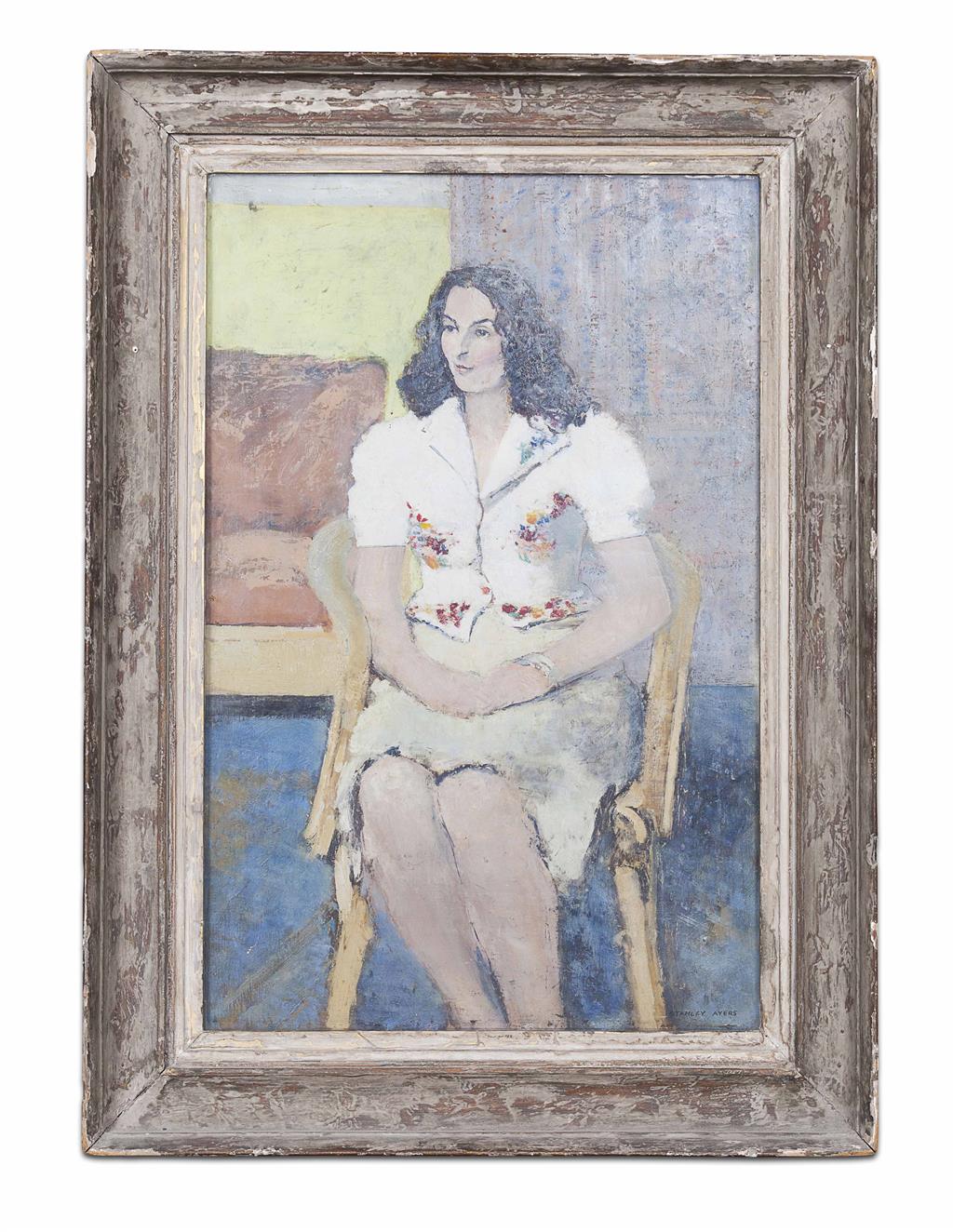 Appraisal: STANLEY AYERS TH CENTURY SEATED LADY oil on canvas cm