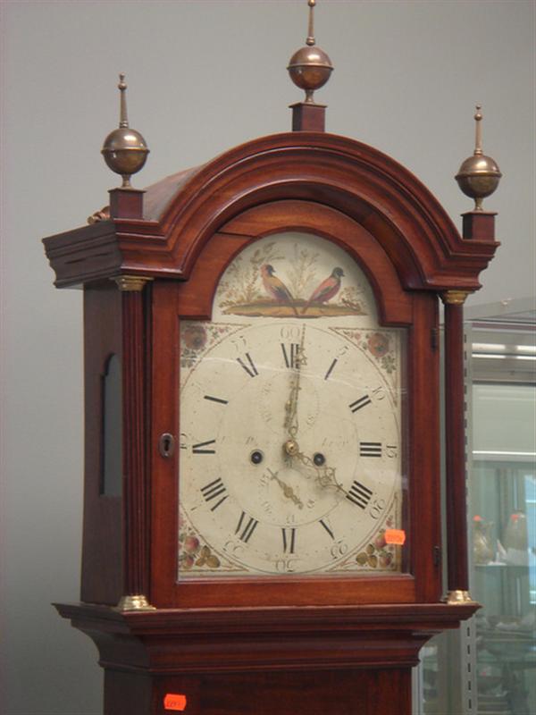 Appraisal: Mahogany Georgian tall case clock arched demilune bonnet with brass