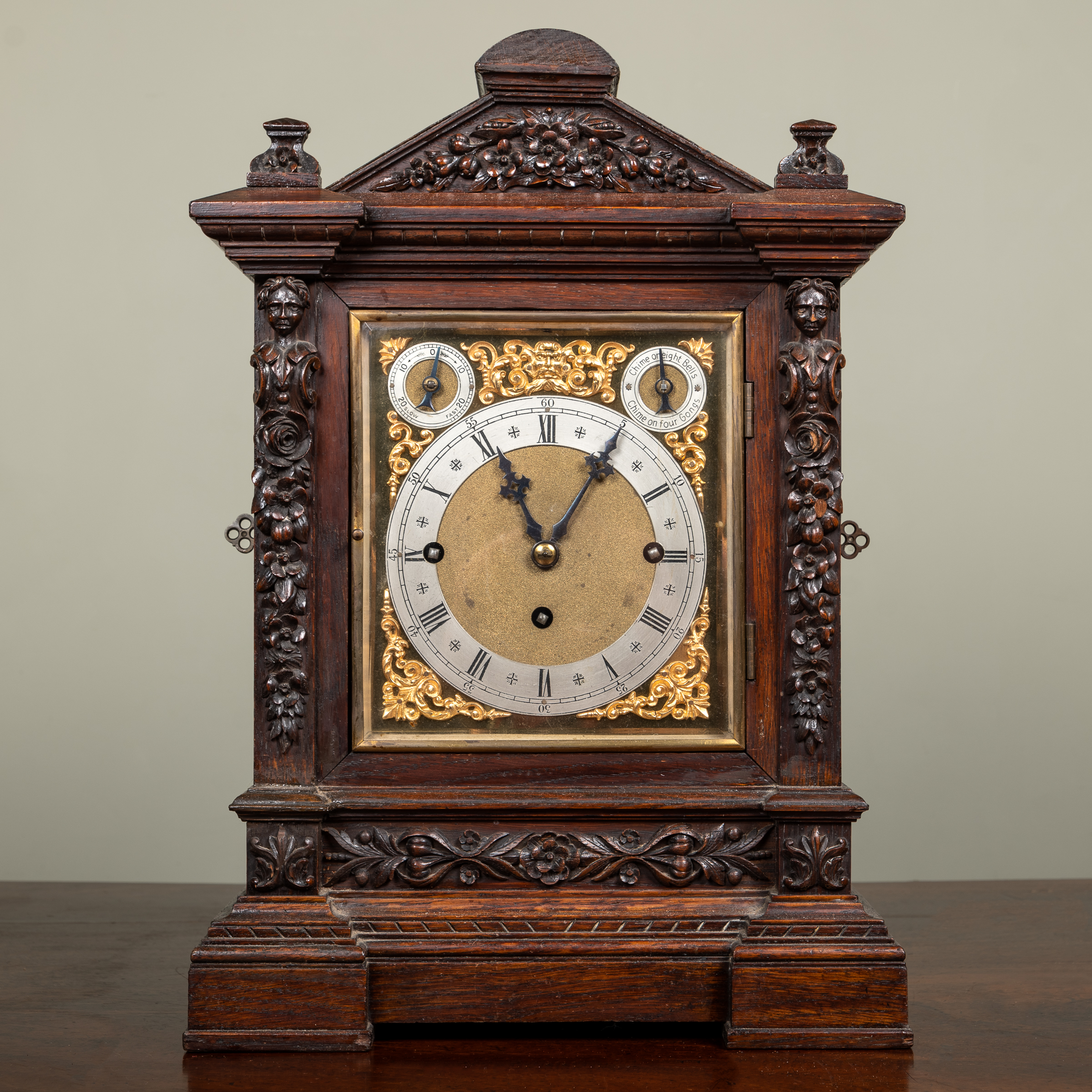 Appraisal: A Winterhalder Hofmeier oak bracket or table clock the rectangular