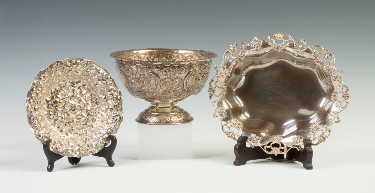 Appraisal: Sterling Silver Bowl Compote L to R Bowl repousse work