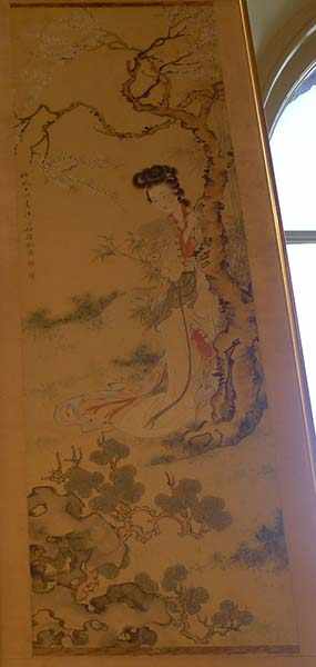 Appraisal: CHINESE SCHOOL WOMAN IN THE GARDEN WATERCOLOUR ON SILK