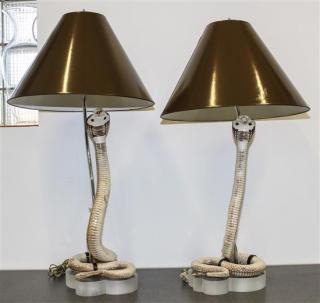 Appraisal: A Pair of Taxidermy Cobra Table Lamps Height overall inches