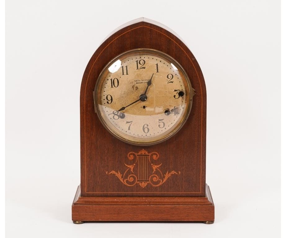 Appraisal: Seth Thomas Sonora chime clock with mahogany inlaid case h