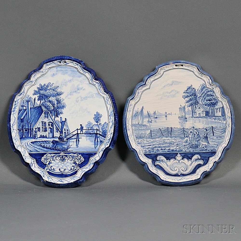 Appraisal: Two Dutch Delft Blue and White Wall Plaques Holland th