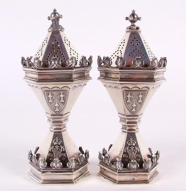 Appraisal: R S Garrard Co pair sterling silver hexagonal royal coronation