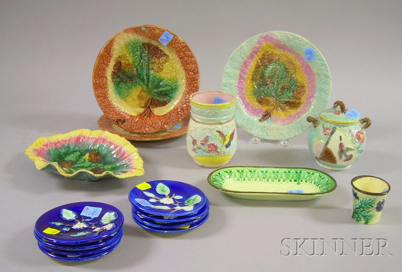 Appraisal: Sixteen Pieces of Majolica Decorated Tableware a set of eight