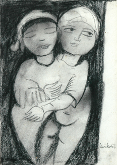 Appraisal: Mirka Mora born Two Figures charcoal on paper signed and