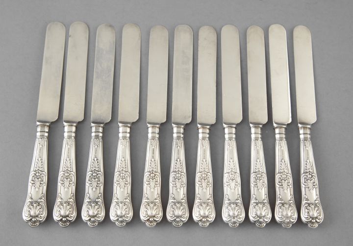 Appraisal: Set of Eleven Edwardian Hollow-Handled Sterling Silver Luncheon Knives in