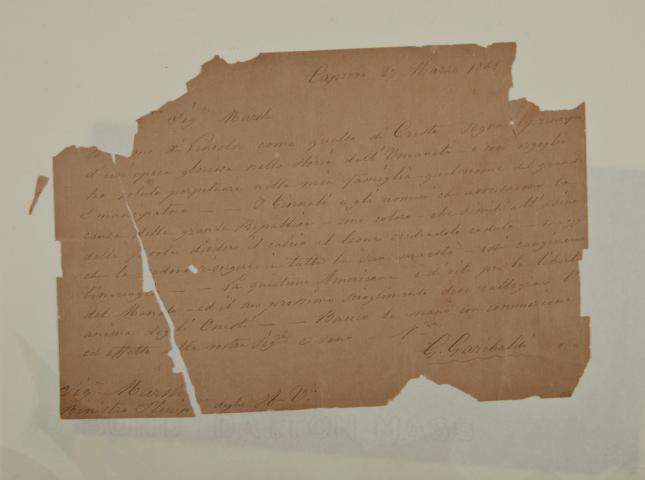 Appraisal: GARIBALDI GIUSEPPE Autograph letter signed Caprera March One page autograph