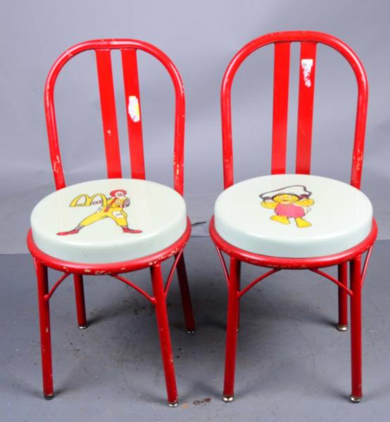 Appraisal: Lot Of McDonald's Fast Food Restaurant Chairs Two heavy red