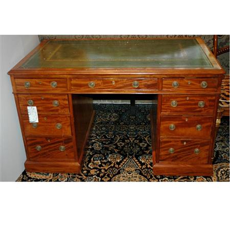 Appraisal: Victorian Leather Inset Mahogany Pedestal Desk Estimate -