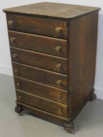 Appraisal: Drawer Oak Chest with Claw Feet From a Long Island