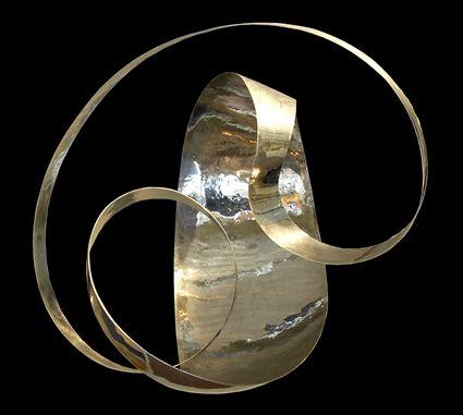 Appraisal: PETER CORBIN b HANGING SCULPTURE Cut and hammered metal coil