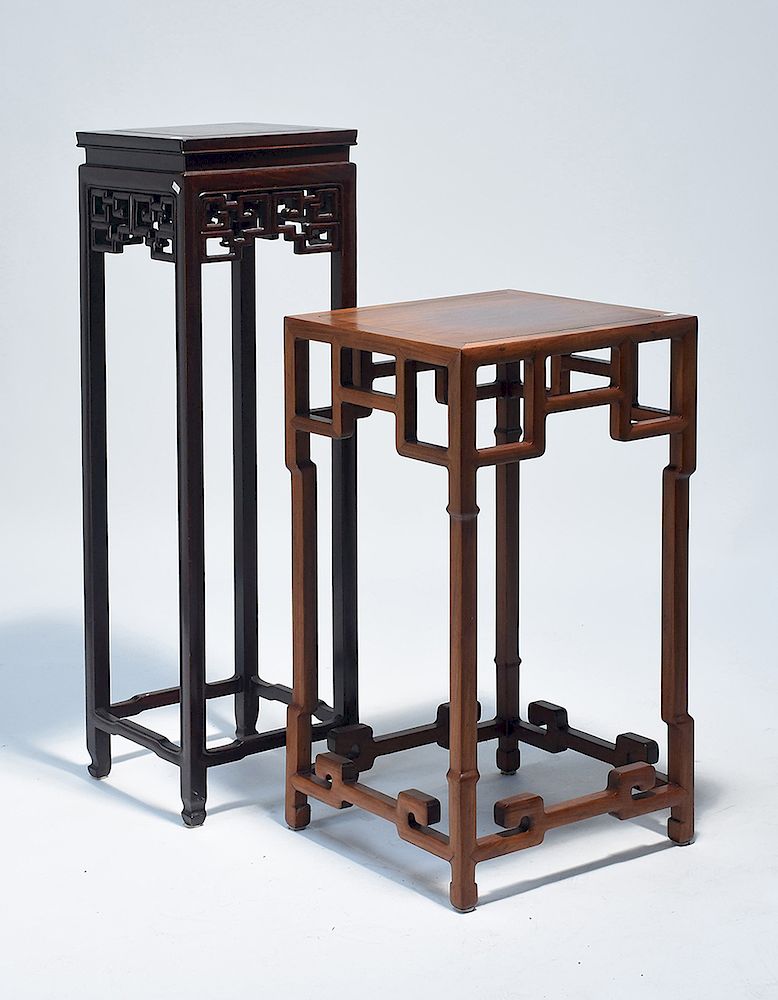 Appraisal: Two Chinese hardwood stands Two Chinese hardwood stands - H