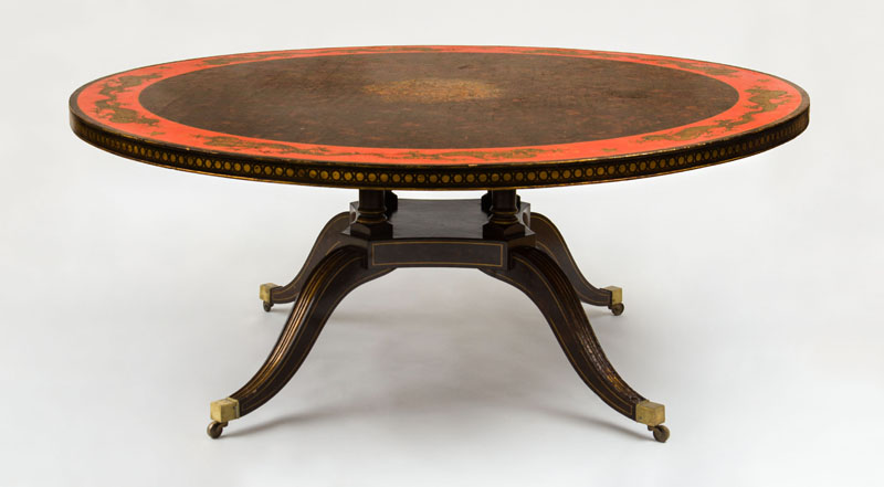 Appraisal: LARGE REGENCY STYLE FAUX TORTOISESHELL AND RED PAINTED AND PARCEL-GILT