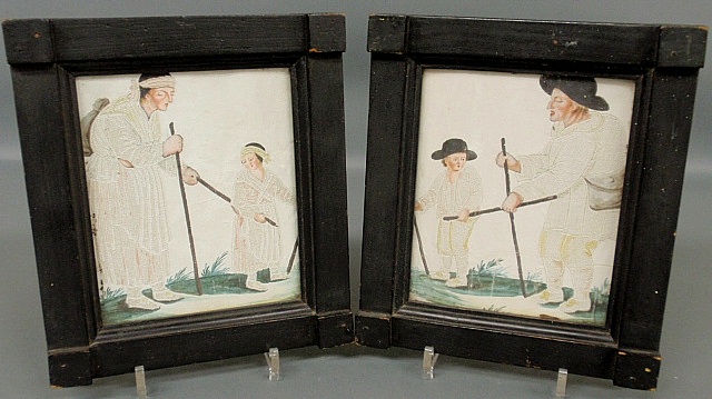 Appraisal: - Pair of Asian pinhole portraits th c each of