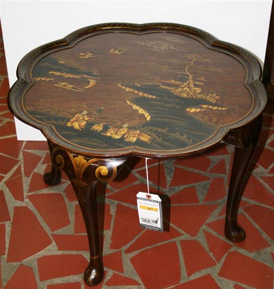 Appraisal: Queen Anne style chinoiserie occasional table early th century dished