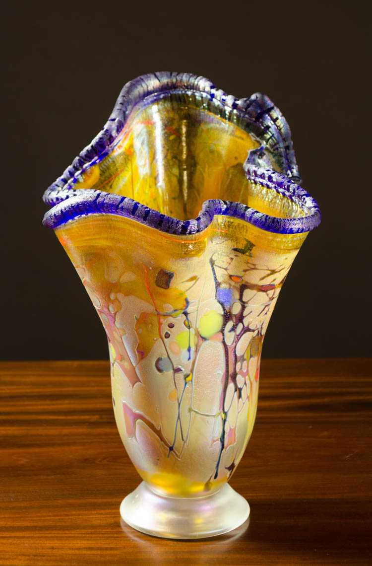 Appraisal: IRIDESCENT ART GLASS STUDIO VASE free form vase with iridescent