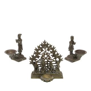 Appraisal: Southeast Asian bronze figural censers Southeast Asian bronze figural censers