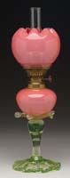 Appraisal: VERY RARE GREEN PINK OPALINE MINI LAMP S - Green