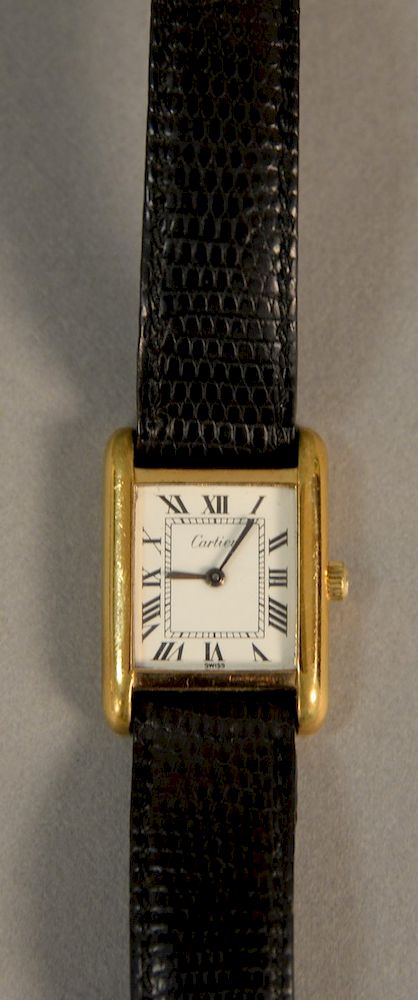 Appraisal: Vintage cartier tank watch K gold marked electroplated Swiss Vintage