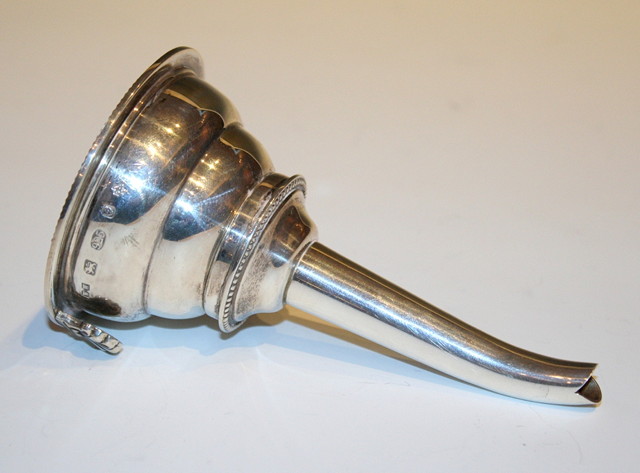 Appraisal: A CONTEMPORARY SILVER WINE FUNNEL IN TWO PARTS lower body