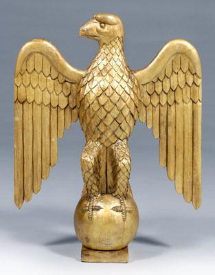 Appraisal: Large carved and gilt wood eagle spread wings carved and